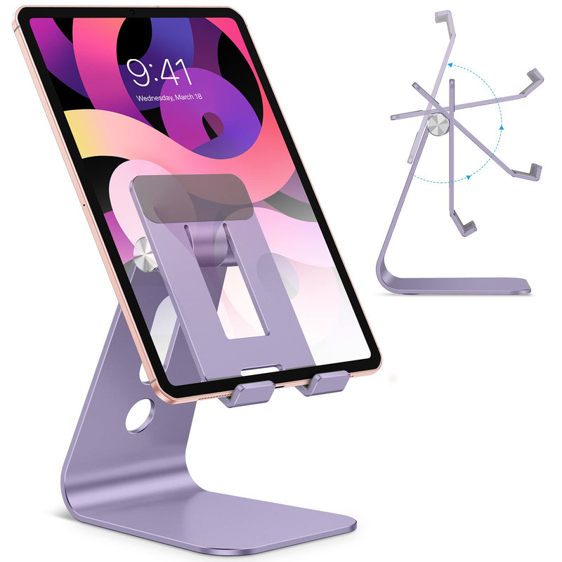  [AUSTRALIA] - Adjustable Tablet Stand for Desk, Upgraded Longer Arms for Greater Stability, OMOTON T2 Tablet Holder with Hollow Design for Bigger Sized Phones and Tablets Such as iPad Pro/Air/Mini, Purple