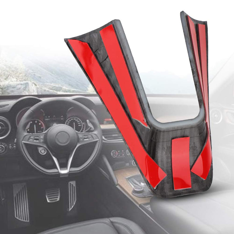 [AUSTRALIA] - Duokon Car Carbon Fiber Style Left Hand Drive Steering Wheel Decoration Frame Cover Trim for Giulia 17-19