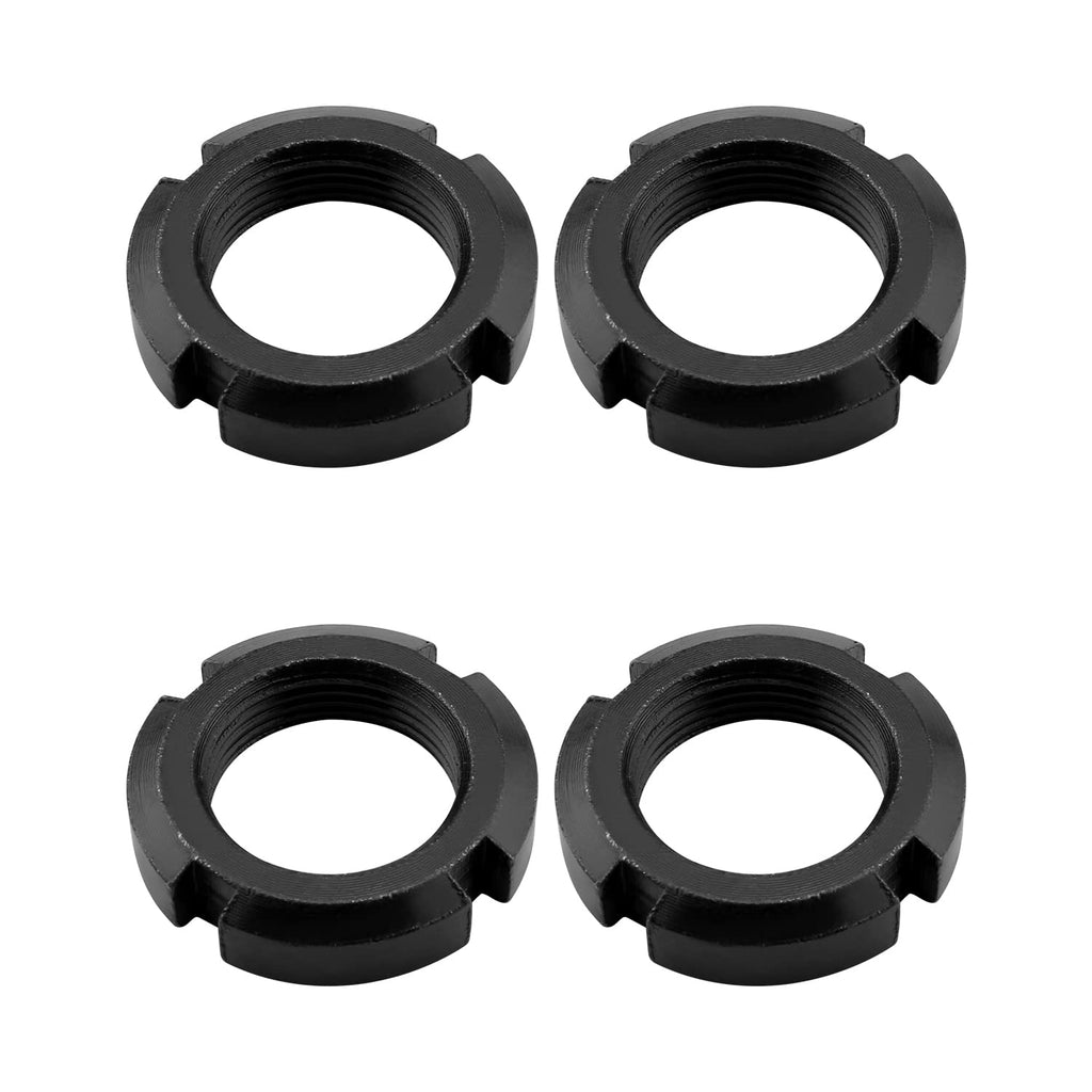  [AUSTRALIA] - MroMax M25x10mm Retaining Slotted Round Nuts,Carbon Steel 4-Slot Spanner Nut for Roller Bearing Pump Valve Black 4Pcs