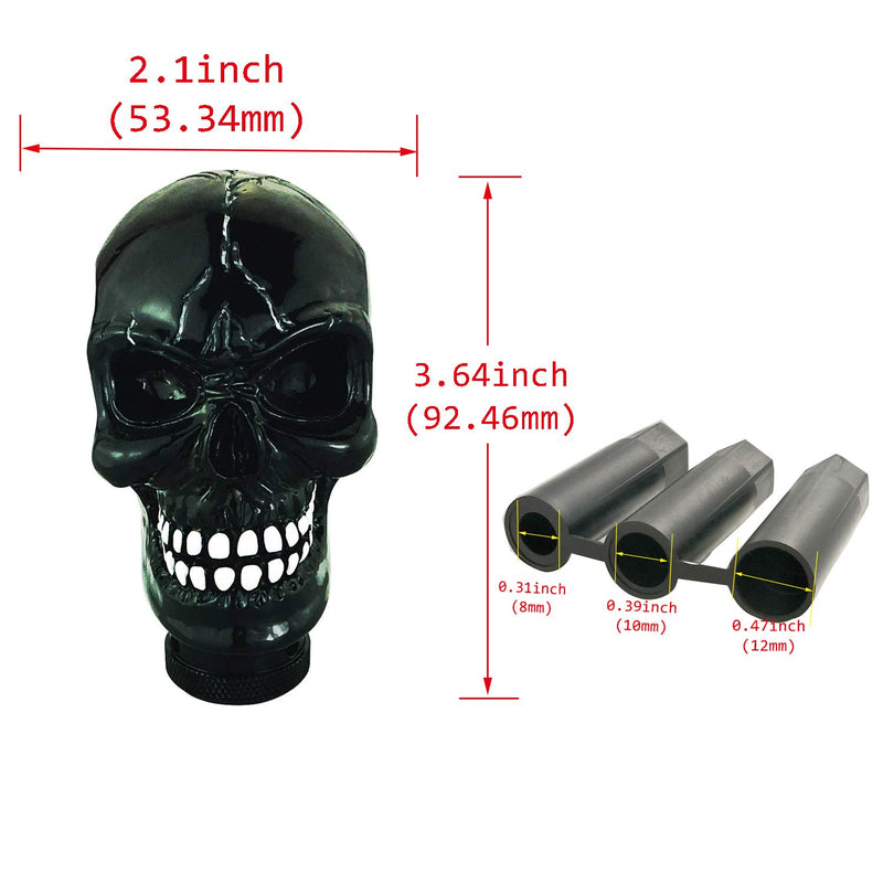  [AUSTRALIA] - Abfer Gear Stick Shift Knob Cool Skull Car Handle Shifter Knobs Shifting Head Fit Universal Automatic Manual Transport Vehicles (Black) Black