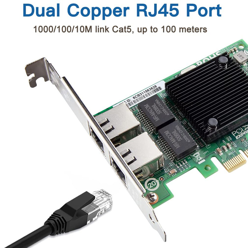  [AUSTRALIA] - Gigabit Dual NIC with Intel 82571 Chip, 1Gb Network Card Compare to Intel E1G42ET NIC, 2 RJ45 Ports, PCI Express 2.1 X4, Ethernet Card with Low Profile for Windows/Windows Server/Linux 82571-X1(2×RJ45)