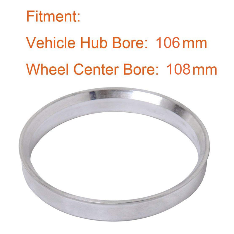 ZHTEAPR 4pc Wheel Hub Centric Rings 108 to 106 - OD=108mm ID=106mm - Aluminium Alloy Wheel Hubrings for Most Toyota Tundra 4Runner FJ Cruiser Sequoia - LeoForward Australia