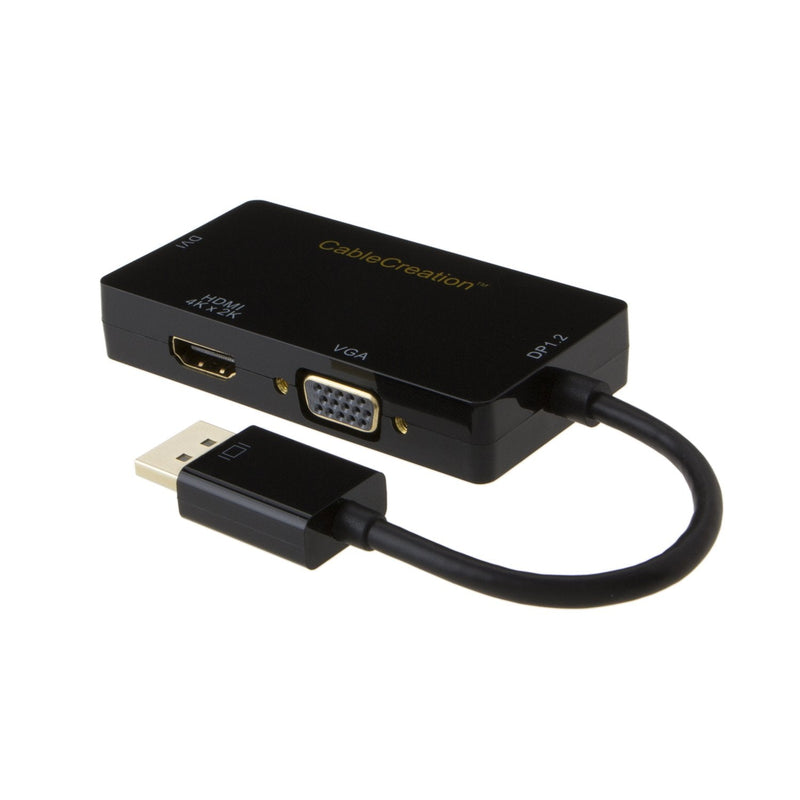  [AUSTRALIA] - CableCreation Multi-Function Displayport to HDMI/DVI/VGA Adapter, 3 in 1 DP Displayport Adapter, Support HDMI 4K x 2K Resolution, Black