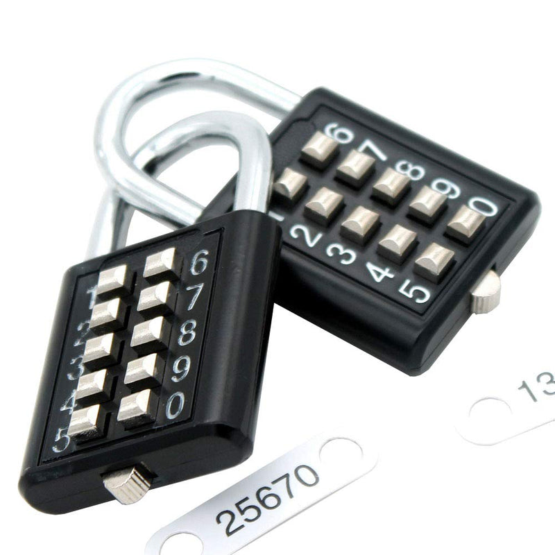  [AUSTRALIA] - MIONI 10 Digit Push Button Combination Padlock, 5 Digit Locking Mechanism,Blue (2 Black) 2 black