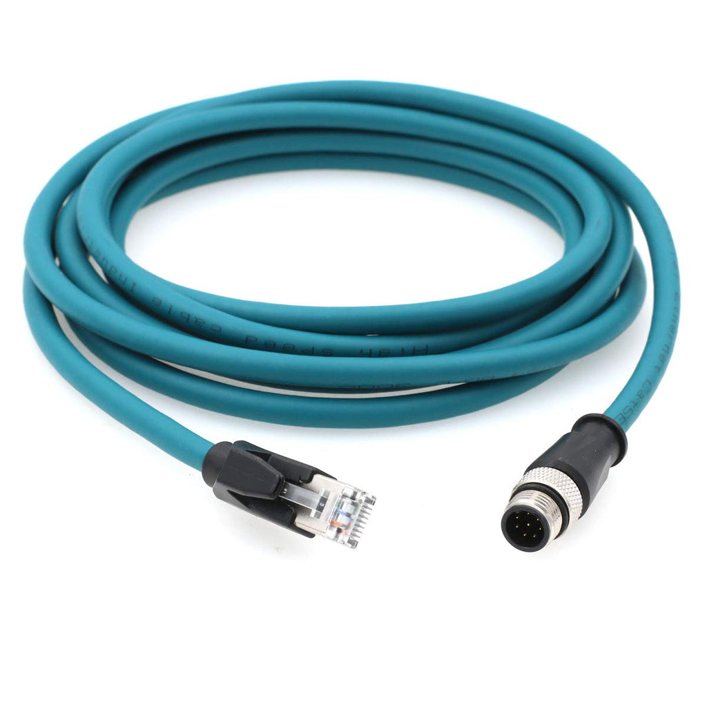  [AUSTRALIA] - HangTon Industrial Camera Ethernet M12 8P A-Coded RJ45 Cable for Industrial Camera Cognex in-Sight 5000 7000, DMR 200 500, ism1400 PLC (5 Meter) 5 meter