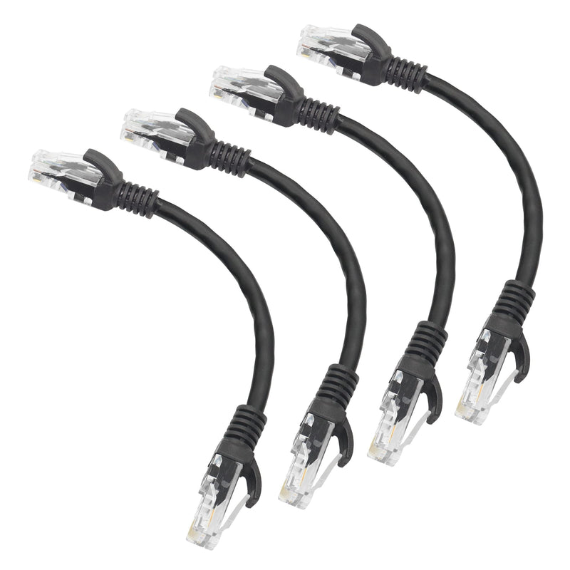  [AUSTRALIA] - RIIEYOCA Short Cat5e Ethernet Patch Cable 0.5ft,Snagless RJ45 Computer LAN Network Cord for Router, Modem,Switch, Server, Black(4 Pack) RJ45 Cat5（15cm）