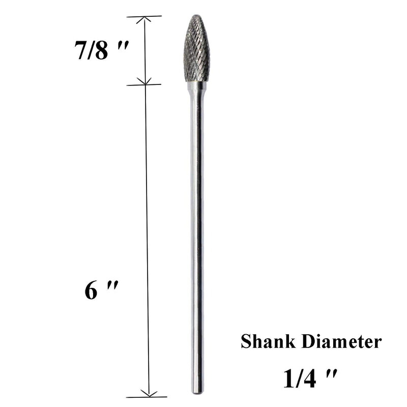 SE-5L6 Tungsten Carbide Burr Lengthened Rotary File Oval Egg Shape Double Cut with 1/4''Shank for Die Grinder Drill Bit - LeoForward Australia