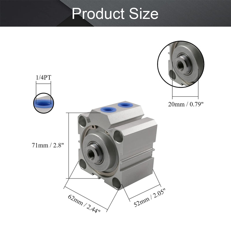  [AUSTRALIA] - Othmro SDA50 x 15 Sealing Thin Air Cylinder Pneumatic Air Cylinders, 50mm/1.97inch Bore 15mm/0.59inch Stroke Aluminium Alloy Pneumatic Components for Pneumatic and Hydraulic Systems 1pcs SDA50x15