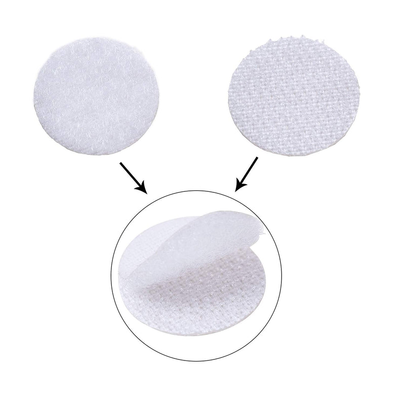  [AUSTRALIA] - 600Pcs (300 Pairs) 20 mm/0.78 Inch Diameter Sticky Back Coins Hook & Loop Self Adhesive Dots Tapes Self Adhesive Nylon Sticky for Hanging Sewing Clothing Kids Crafts (White)