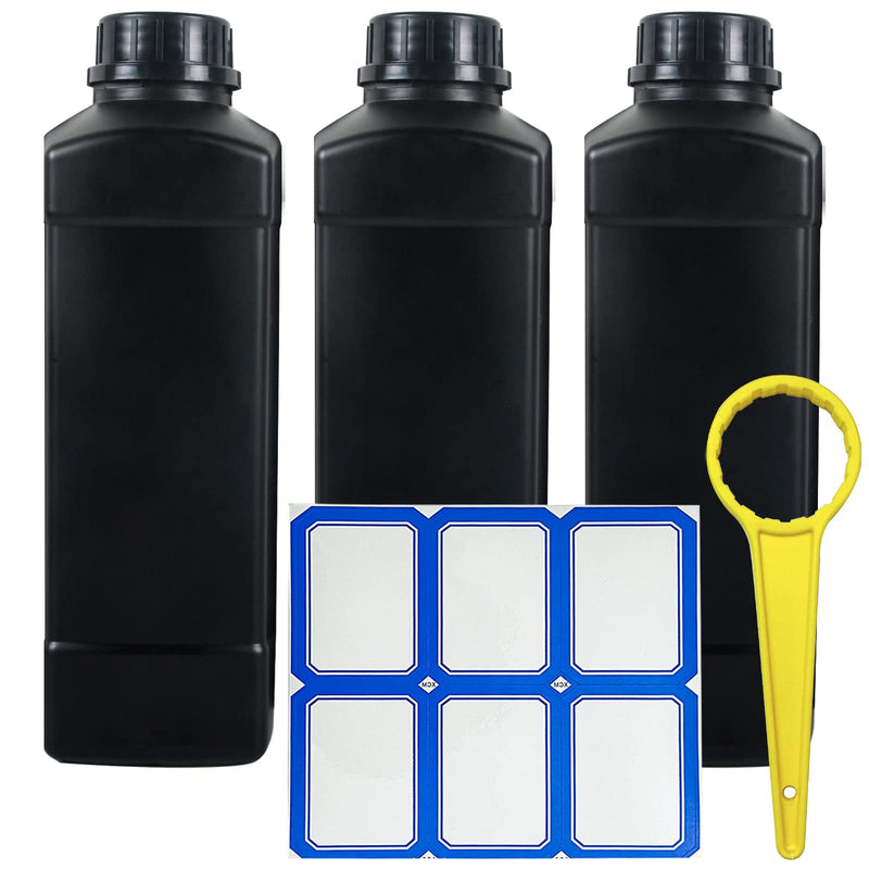  [AUSTRALIA] - 3x1L HDPE Darkroom Chemical Storage Bottles Square Liquid Container Bottle Anti Oxidation Storage Film Photo Developing Processing Equipment with Label and Cap Tightening Tools,Black