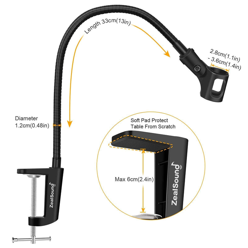  [AUSTRALIA] - ZealSound k08 3.5MM Microphone Gold with Gooseneck Microphone Stand