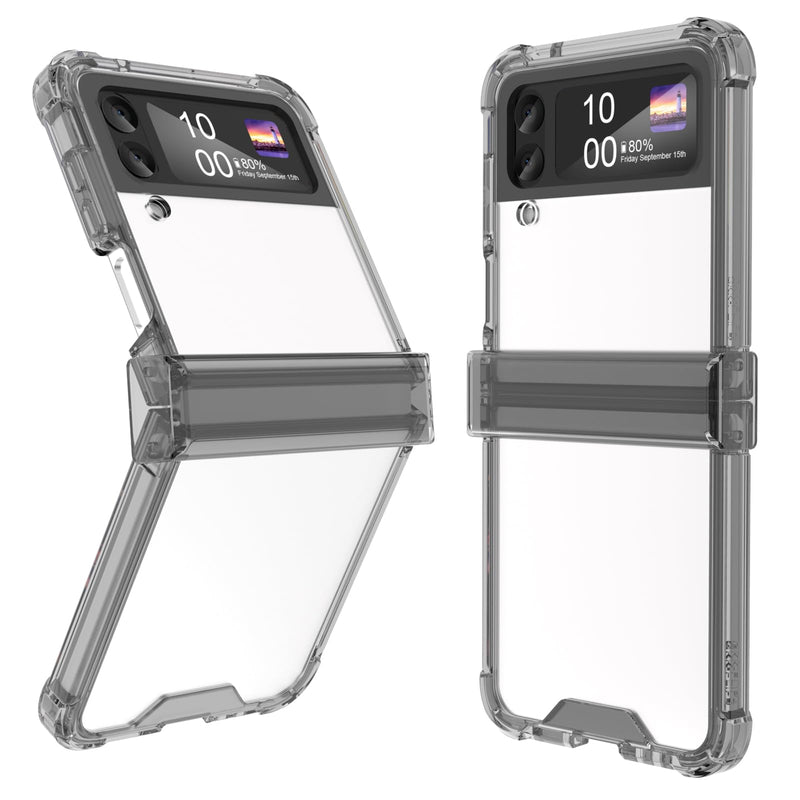  [AUSTRALIA] - Designed for Galaxy Z Flip 3 Case with Hinge Protection,Samsung Flip 3 Full Cover Shockproof Slim Phone Protection Case Clear for Z Flip 3 5G(2023)-Clear Black Clear Black