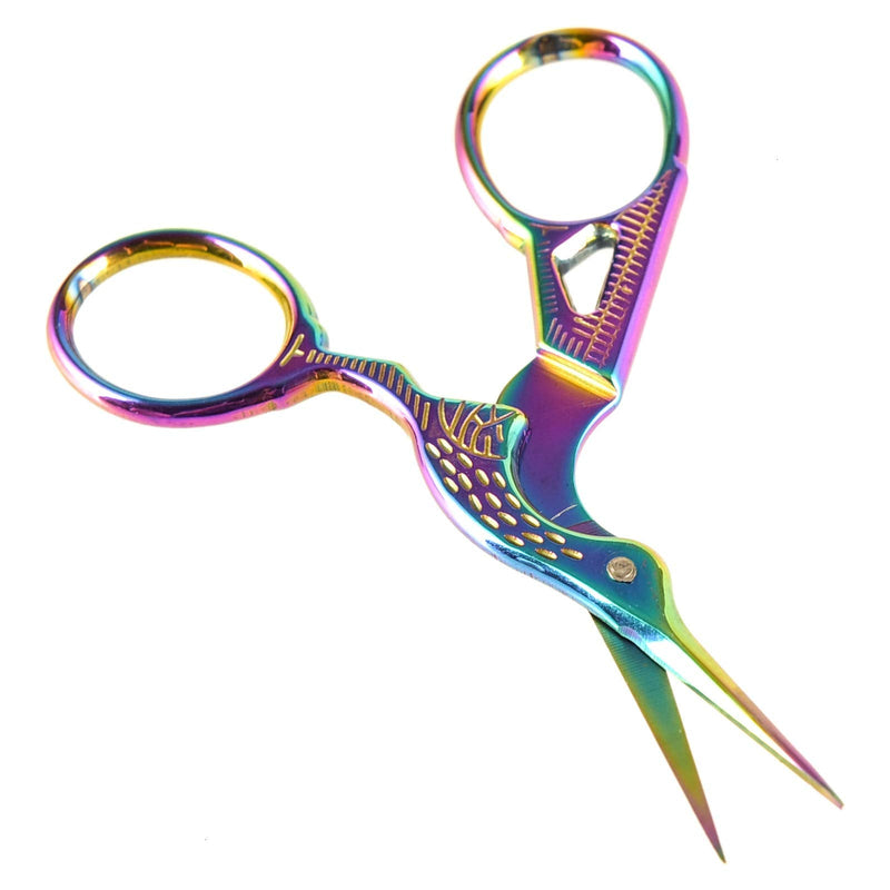 [AUSTRALIA] - AQUEENLY Embroidery Scissors, Stainless Steel Sharp Stork Scissors for Sewing Crafting, Art Work, Threading, Needlework - DIY Tools Dressmaker Small Shears - 2 Pcs ( 3.6 Inches, Rainbow)