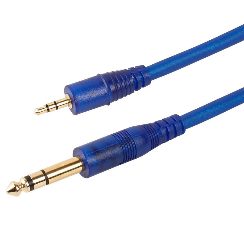 1/8 Male to 1/4 Male Stereo Cable Gold Plated 3.5mm 1/8" Male to 6.35mm 1/4" Male TRS Stereo Audio Cable - Blue 5 Feet 1/8 male to 1/4 male stereo 5ft - LeoForward Australia