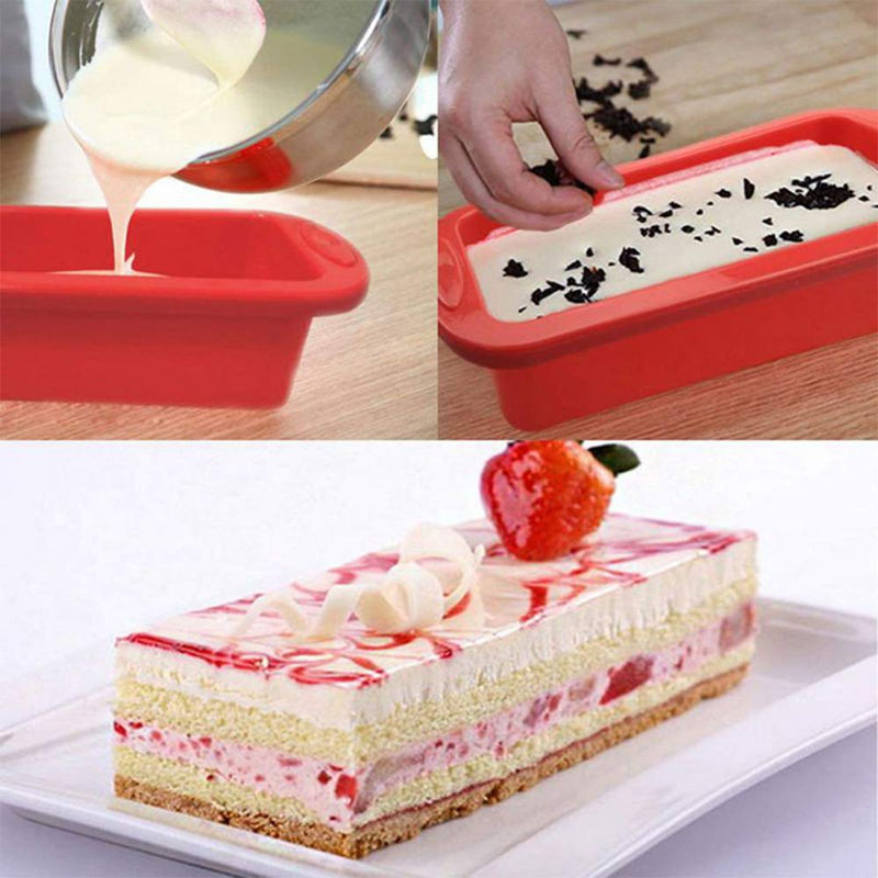  [AUSTRALIA] - 2 pack Silicone Bread and Loaf Pans - Non-Stick Silicone Baking Mold for Homemade Breads, Cakes, Meatloaf -Red