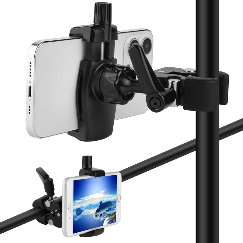  [AUSTRALIA] - Mippko Phone Holder for Golf Cart/Microphone Stand/Cart/Railing/Handlebar/Rod,Fit for 3.5~7.5 inch iPhone/Samsung Galaxy/Nexus/HTC/LG/Smartphone,360°Adjustable Clip Aluminumlloy Mount