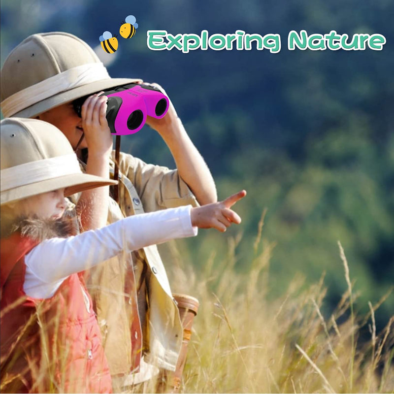  [AUSTRALIA] - Mom&myaboys Binoculars Toys for Children,Birthday Gifts for 4-9 Old Year Girls for Outdoor Play,5-12 Old Year Girls Boys Presents,Best Gift for Kids Hunting,Learning (Pink) pink