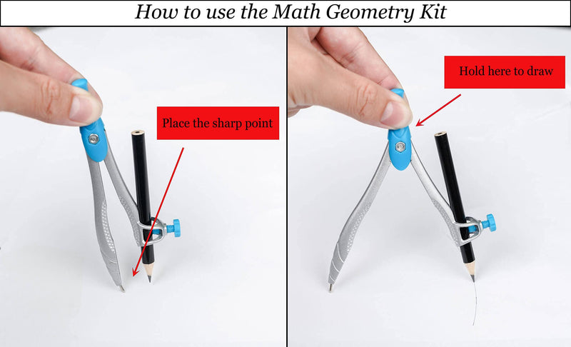Lifreer Math Compass for Geometry Set,10 Pcs Student Geometry Box Includes Storage Box, Rulers, Protractor, Compass, Eraser, Sharpener, Lead Refills, Pencil for Drafting and Drawings（Blue） - LeoForward Australia