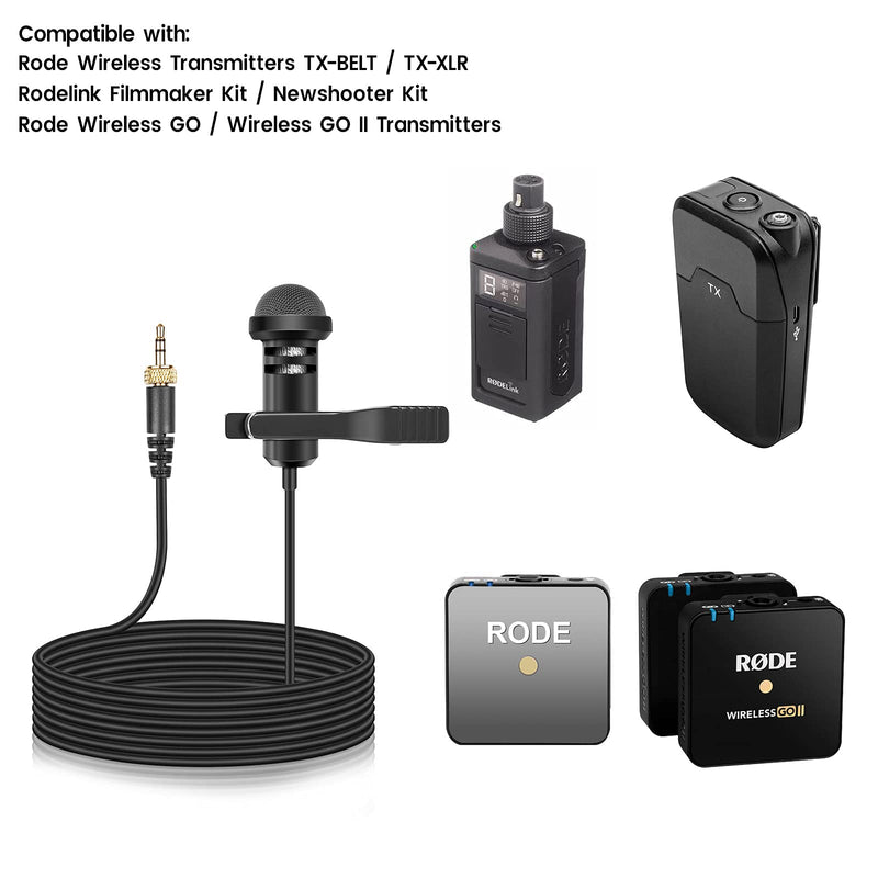  [AUSTRALIA] - 2-Pack Lavalier Lapel Microphone Compatible with Rode Wireless Transmitters Bodypack - TX/Wireless GO II/RODELINK Kit, Omnidirectional Condenser Mic for Vlog/Lectures/Broadcasters