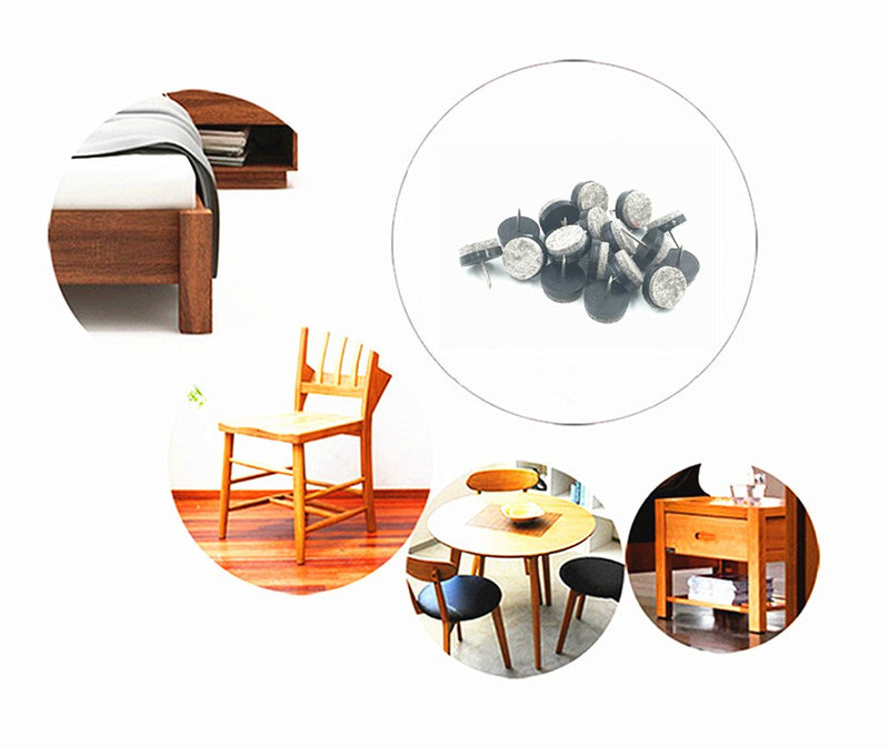  [AUSTRALIA] - 40pcs Furniture Felt Pad Round Heavy Duty Nail-on Slider Glide Pad Floor Protector for Wooden Furniture Chair Tables Leg Feet(Dia 0.7"/18mm,Black) 18mm Black(40pcs)