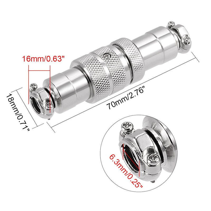  [AUSTRALIA] - uxcell Aviation Connector, 16mm 4Terminals 5A 125V GX16-4 Waterproof Female/Male Wire Panel Power Chassis Metal Fittings Connector Aviation Silver Tone