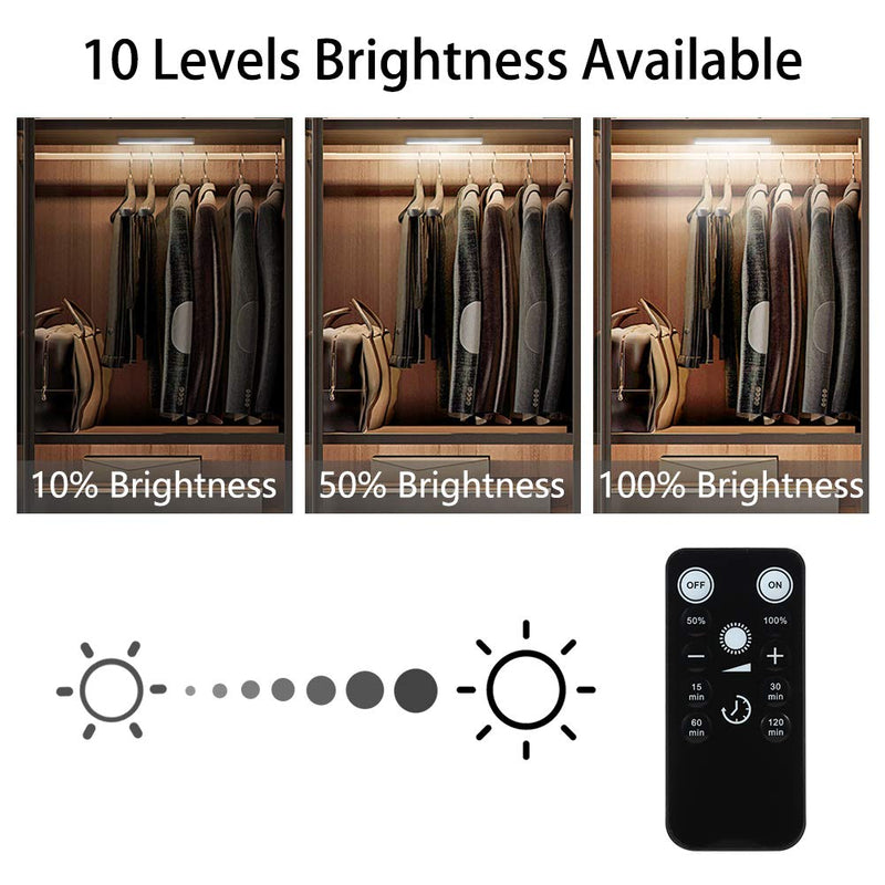 LUNSY Battery Under Cabinet Lights Rechargeable 3Pack,Remote Control,140lm Wireless Under Counter Lights with Timer, Dimmable Closet Light Bar for Kitchen, Wardrobe, Shelf, Daylight - LeoForward Australia