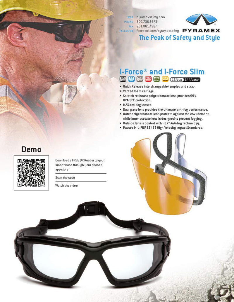 Pyramex I-Force Sporty Dual Pane Anti-Fog Goggles Amber H2x Anti-fog - LeoForward Australia