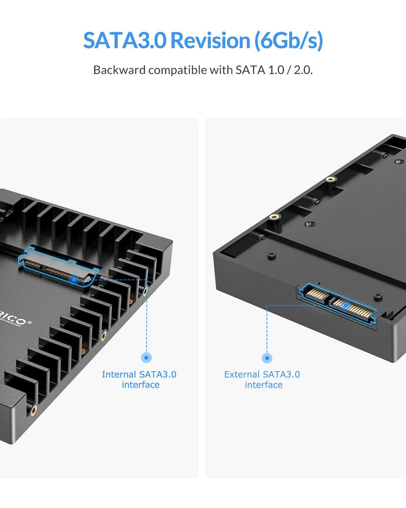  [AUSTRALIA] - ORICO 2.5 SSD SATA to 3.5 Hard Drive Adapter Internal Drive Bay Converter Mounting Bracket Caddy Tray for 7 / 9.5 / 12.5mm 2.5 inch HDD / SSD with SATA III Interface(1125SS)