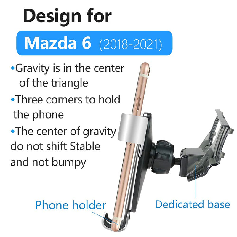  [AUSTRALIA] - musttrue LUNQIN Car Phone Holder for 2018-2021 Mazda 6 [Big Phones with Case Friendly] Auto Accessories Navigation Bracket Interior Decoration Mobile Cell Mirror Phone Mount