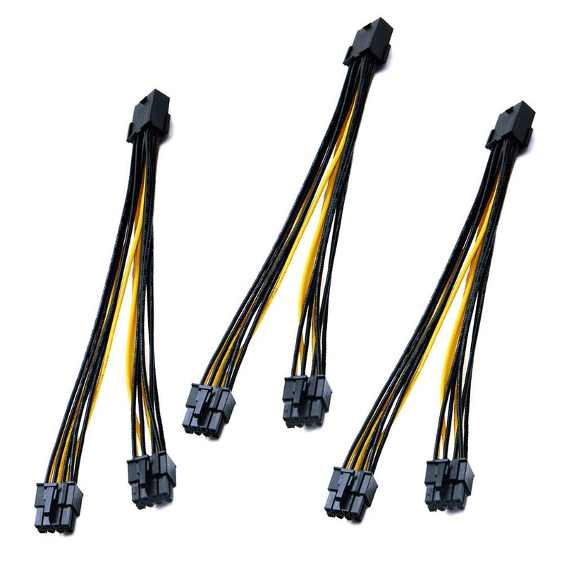  [AUSTRALIA] - Liyafy CPU 8 Pin Female to Dual PCIe 8Pin (6+2) Pin Male Splitter Power Extension Cable for Graphics Card 9inch3 Pack