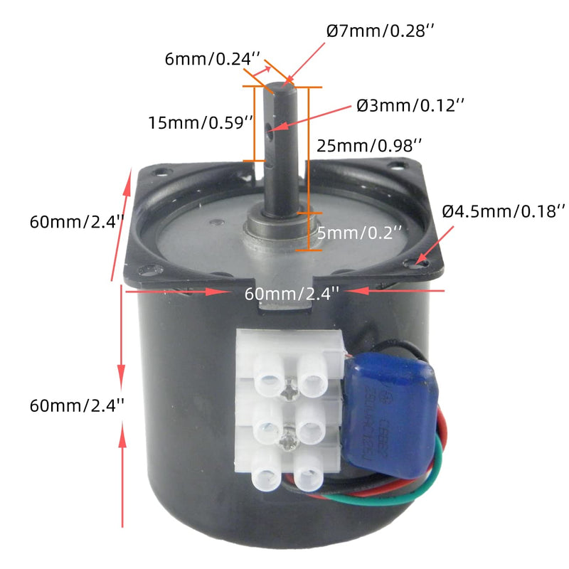  [AUSTRALIA] - CHANCS Permanent Magnet Synchronous Gear Motor 220V 60KTYZ 2.5RPM Torque 80Kgf.cm with Bracket and Power Cable Mini Gear Electric Motor 2.5r/min+Bracket+Power Cable