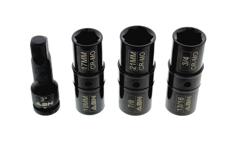  [AUSTRALIA] - ABN Double Side Socket 4-Piece Impact Lug Nut Socket Set - 1/2 inch Drive Flip Sockets Thin Wall Tire Sockets