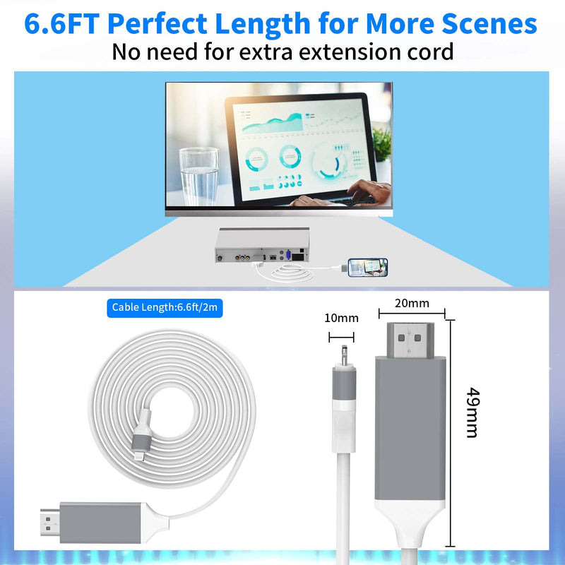  [AUSTRALIA] - Lightning to HDMI Adapter Cable, Apple MFi Certified Lightning to HDMI Digital AV Adapter 2K HDTV Cable for iPhone,iPad and iPod Digital AV Sync Screen Connector on HD TV Monitor Projector (White) White