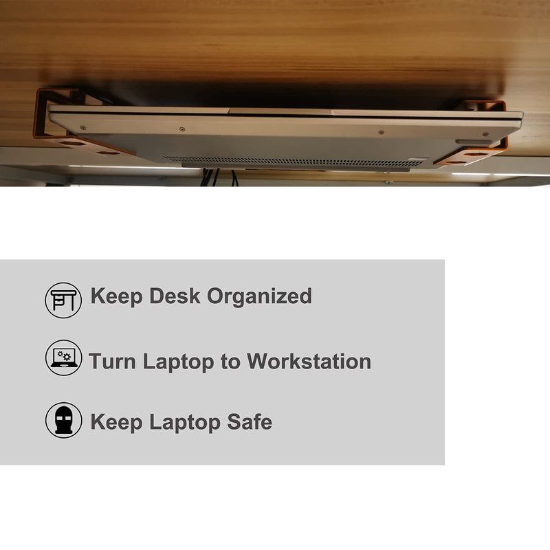  [AUSTRALIA] - PIAOLGYI Gold Under Desk Laptop Holder Mount with Screw,Under Desk Laptop Mount Bracket,Add On Under Table Laptop/Keyboard Storage（3 Pcs）