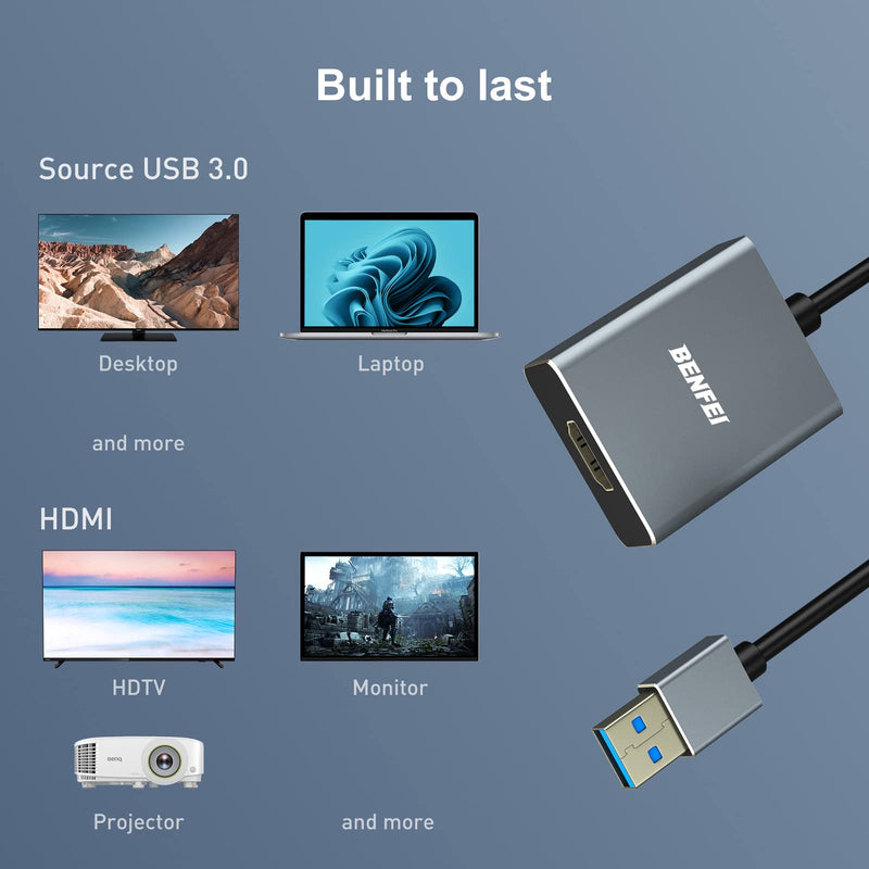  [AUSTRALIA] - BENFEI USB 3.0 to HDMI Adapter, USB 3.0 to HDMI Male to Female Adapter