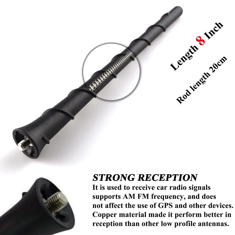 [AUSTRALIA] - E-Vniko 8'' Inch Roof Antenna Mast Compatible for 2011-2022 Jeep Cherokee Grand Cherokee Dodge Durango Dart Journey Chrysler 200 Replacement Back Rubber Car Antenna 5091100AA 68297936AA
