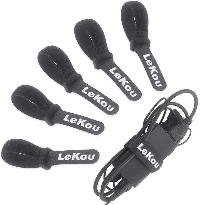 [AUSTRALIA] - 0.75"x 8"12 Pack Reusable Cinch Strap Lekou Nylon Hook and Loop Straps,Durable Organizer Cable tie,Black 0.75" * 8"