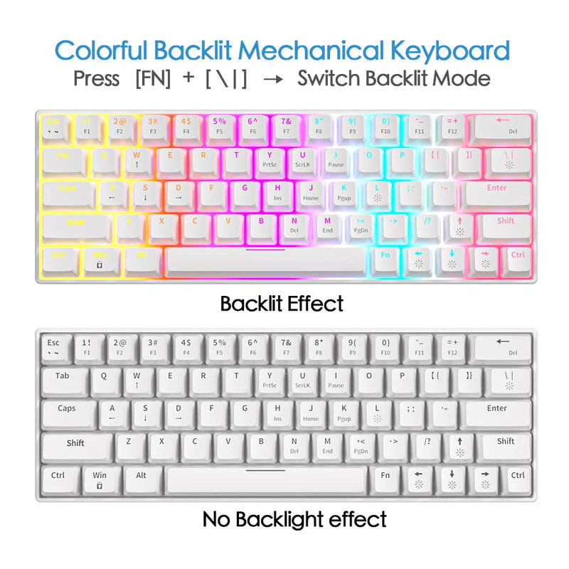  [AUSTRALIA] - abucow 60% Mechanical Keyboard Wired Hot Swappable Gaming Keyboard 63 keycaps for PC/Mac (White&63) White&63