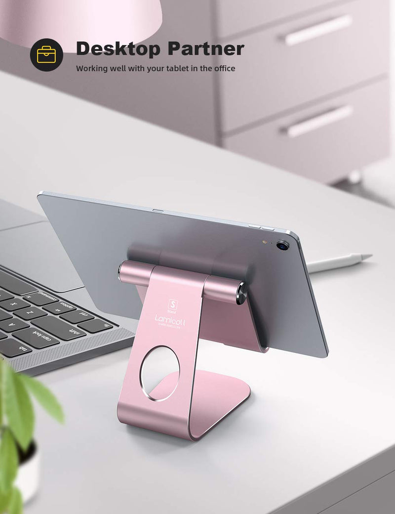  [AUSTRALIA] - Tablet Stand Adjustable, Lamicall Tablet Stand : Desktop Stand Holder Dock Compatible with Tablet Such as iPad 2018 Pro 9.7, 10.5, Air Mini 4 3 2, Kindle, Nexus, Tab, E-Reader (4-13'') - Rose Gold