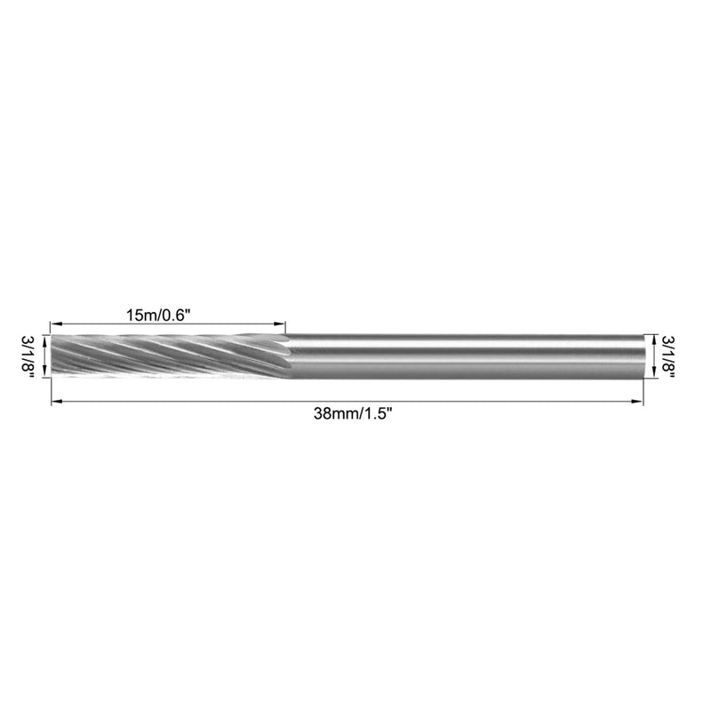 uxcell Tungsten Carbide Rotary Files 1/8" Shank, Single Cut Top Flat Cylinder Shape Rotary Burrs Tool 3mm Dia, for Die Grinder Drill Bit Alloy Steel Hard Metal Carving Polishing, 2pcs - LeoForward Australia