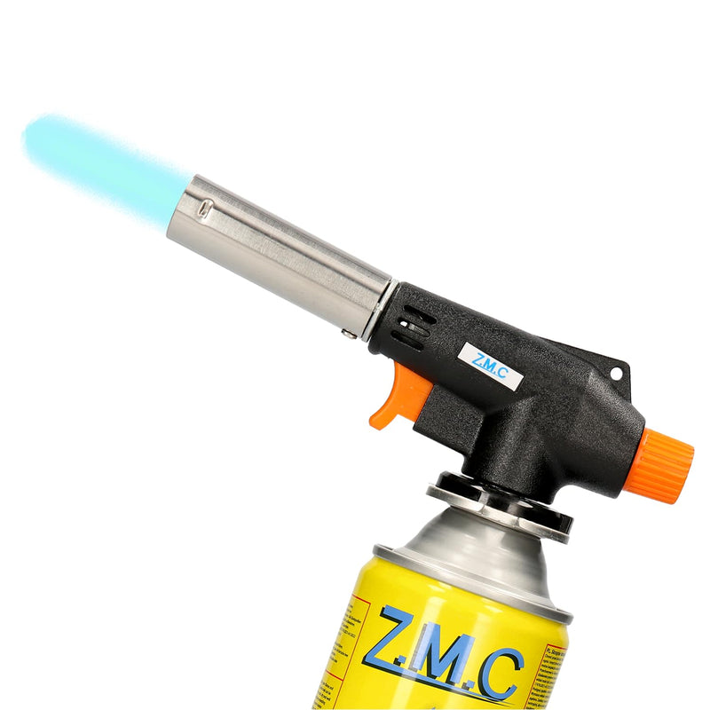  [AUSTRALIA] - ZMC gas burner + 8x gas cartridges 227g, flame burner up to 1300°C, Bunsen burner 1.3kW, soldering burner, kitchen burner with adjustable flame, blowtorch burner attachment, gas burner, gas lighter with 8x gas