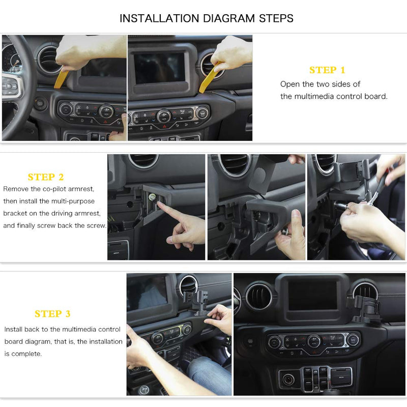  [AUSTRALIA] - Multifunction Car Water Cup Bottle Mobile Phone Mount Stand Holder for 2018 2019 Jeep Wrangler JL