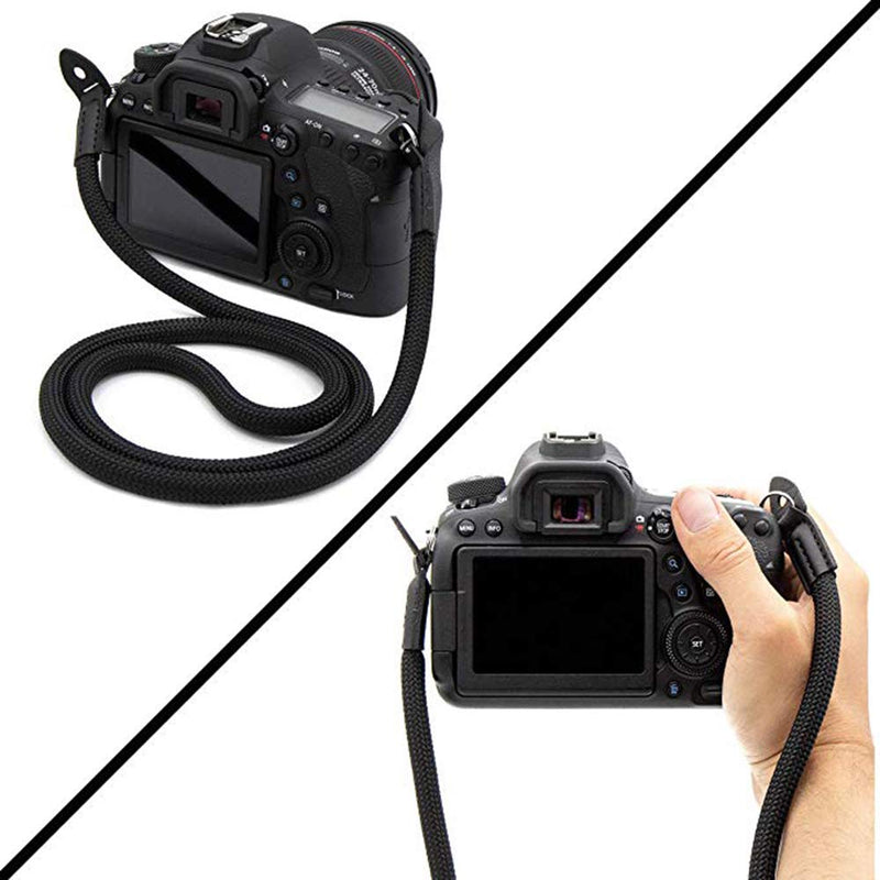  [AUSTRALIA] - Eorefo Camera Strap Vintage 100cm Nylon Climbing Rope Camera Neck Shoulder Strap for Micro Single and DSLR Camera.(Black) Black