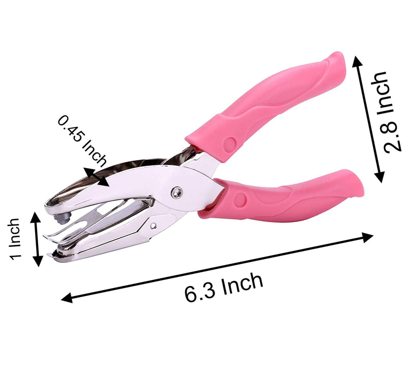  [AUSTRALIA] - 1 Pack 6.3 Inch Length 1/4 Inch Diameter of Heart Shape Hole Handheld Single Paper Hole Punch, Puncher with Pink Soft Thick Leather Cover(Heart 1/4 inch)