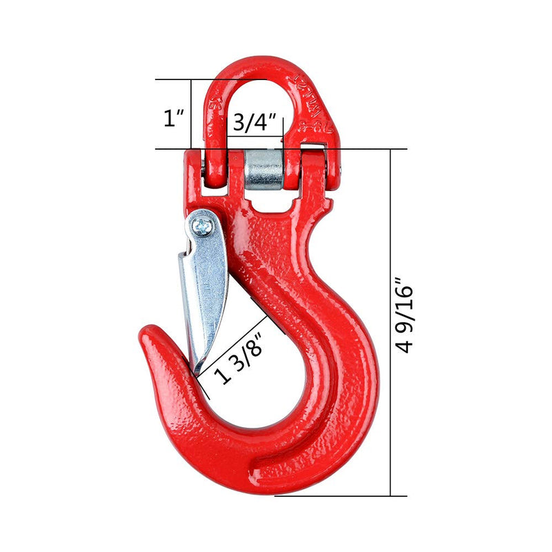  [AUSTRALIA] - Astra Depot Forged Steel 3/16" 1/4" Grade 80 Safety Latch Clevis Winch Cable Hook - 17,000 lbs (Red)
