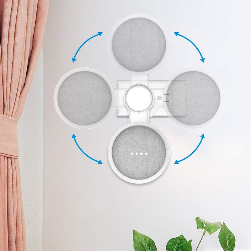  [AUSTRALIA] - HomeMount Wall Mount for Google Home Mini or Google Nest Mini (2nd Gen),Space-Saving Outlet Holder Accessories for Google Mini Voice Assistant (White 2Pack) White-2Pack