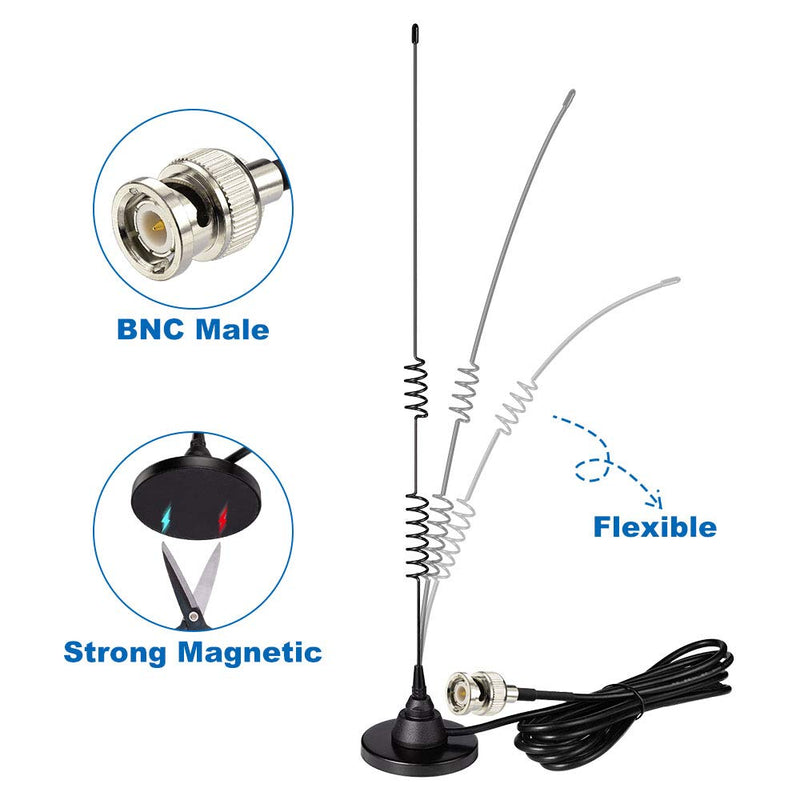  [AUSTRALIA] - Bingfu Ham Radio Antenna Police Radio Scanner Antenna Amateur Mobile Radio Antenna Magnetic Base BNC Male Antenna Compatible with Uniden Bearcat Whistler Radio Shack Police Radio Scanner