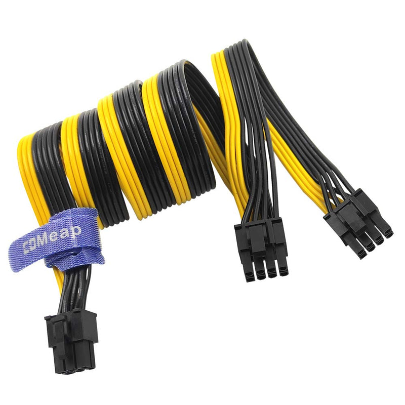  [AUSTRALIA] - COMeap 6 Pin Male to Dual 8 Pin (6+2) PCIe GPU Power Adapter Cable for BTC Miner Cooler Master and Thermaltake PSU with 6 Pin Port 25-inch+9-inch(63cm+23cm) 6 Pin to Dual 8 Pin 25-in