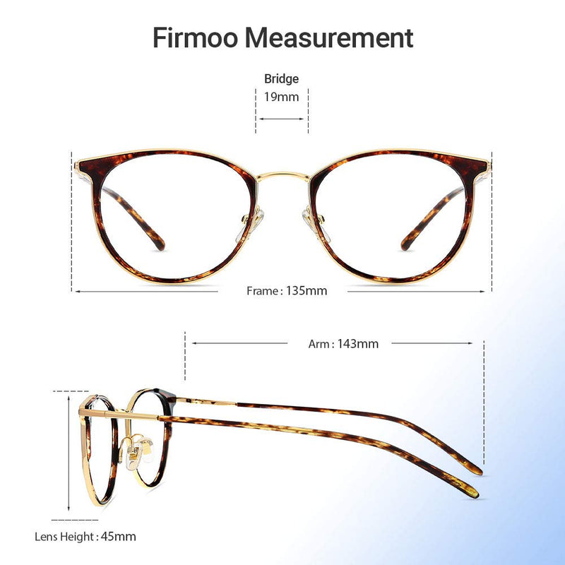  [AUSTRALIA] - Firmoo Blue Light Blocking Glasses Women/Men, Anti Eyestrain Anti Glare, Light Weight Frame for Digital Screen S11050-tortoise Medium