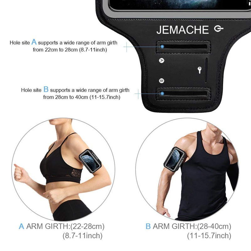  [AUSTRALIA] - iPhone 13 Pro Max, 12 Pro Max Armband, JEMACHE Water Resistant Gym Running Workouts Arm Band Case for iPhone 13 Pro Max, 12 Pro Max, 11 Pro Max, Xs Max (Black) Black